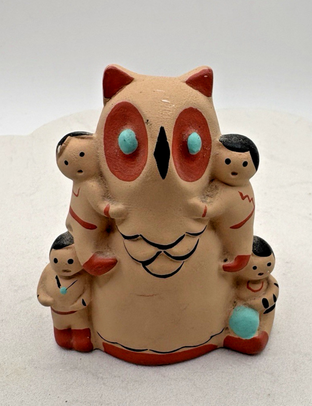 Vintage 1986 Cleo Teissedre Storyteller Owl Pottery Figurine Signed Handmade
